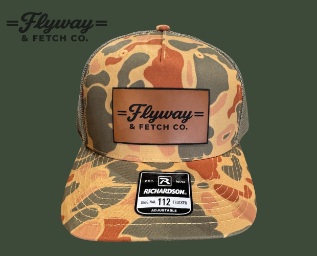 Leather Patch Hat (Orange Duck Camo)
